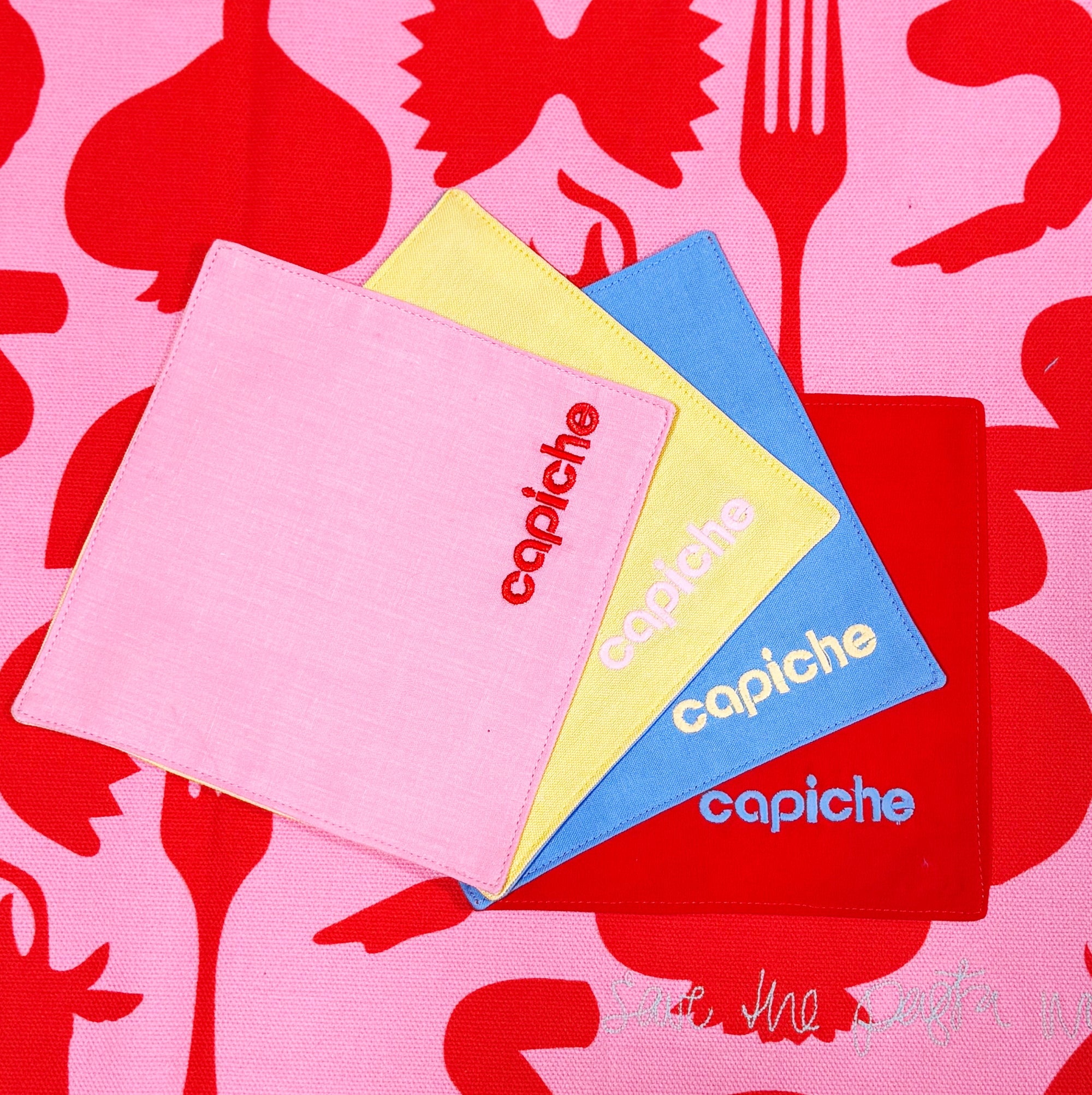 Capiche Colorblock Cotton Cocktail Napkins, set of 4