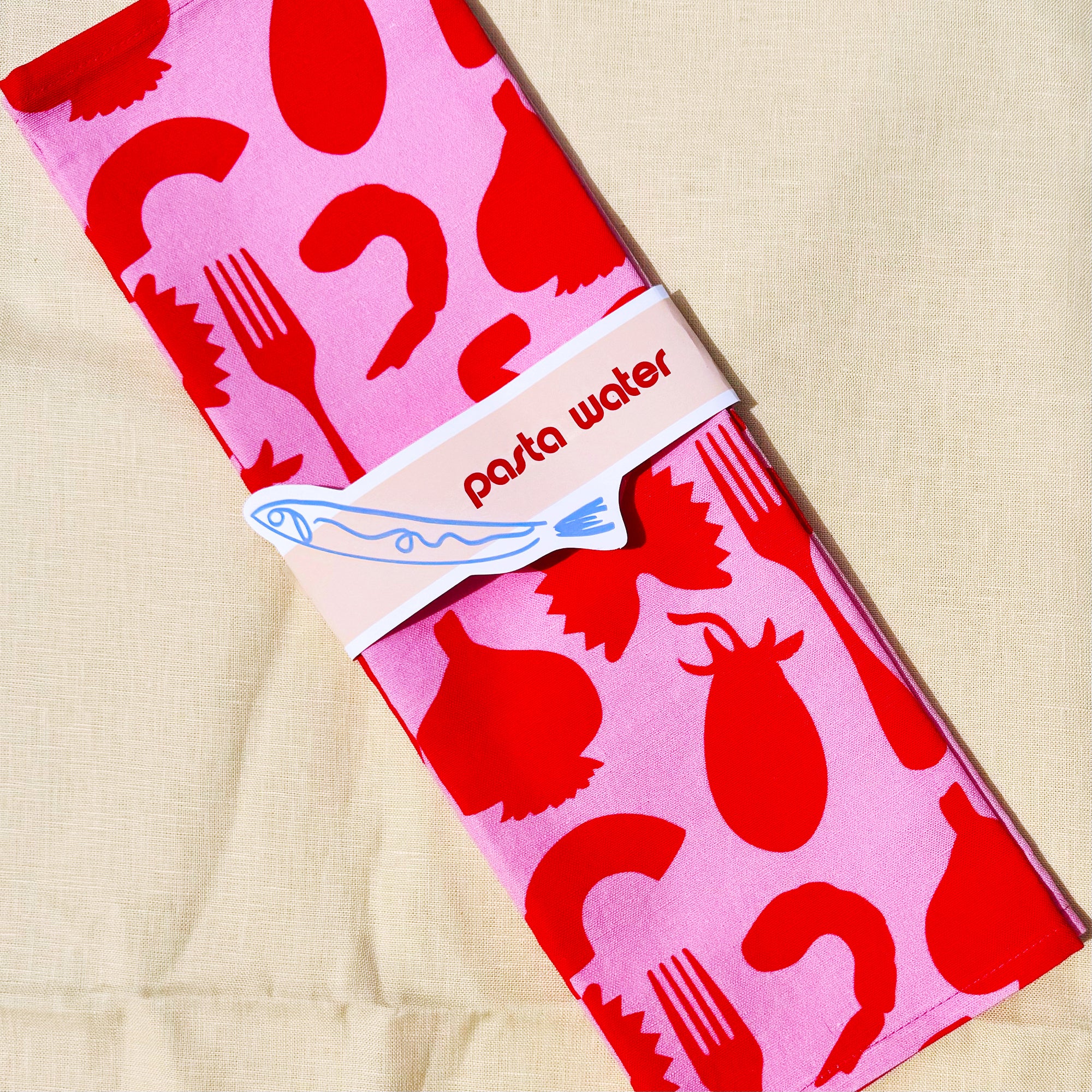 Pink and Red Silhouetti Print Canvas Napkins, set of 2