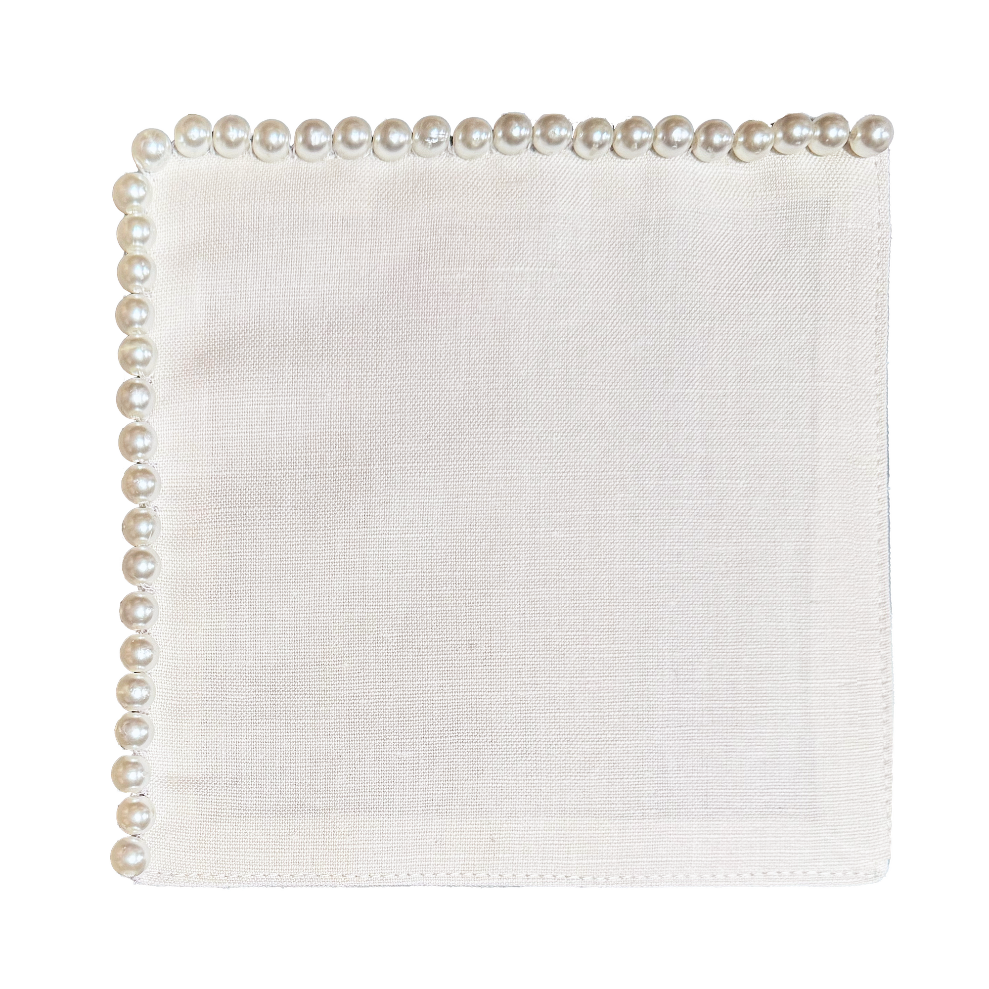 Pearl Detail Linen Cocktail Napkins, set of 4