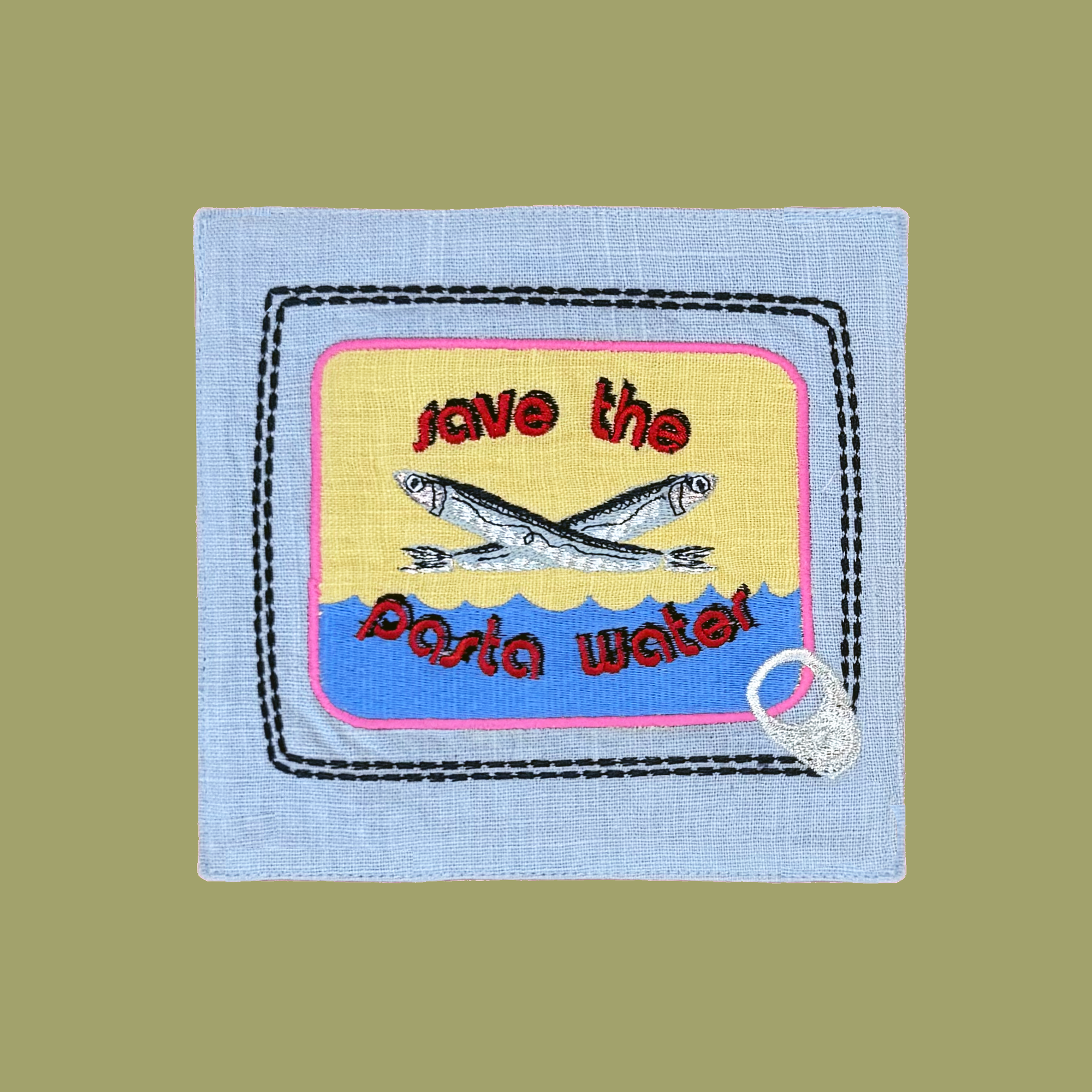 Tinned Fish Trivet  Light Blue